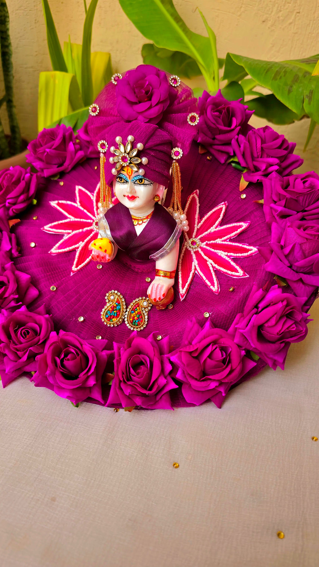 Purple flower work dress