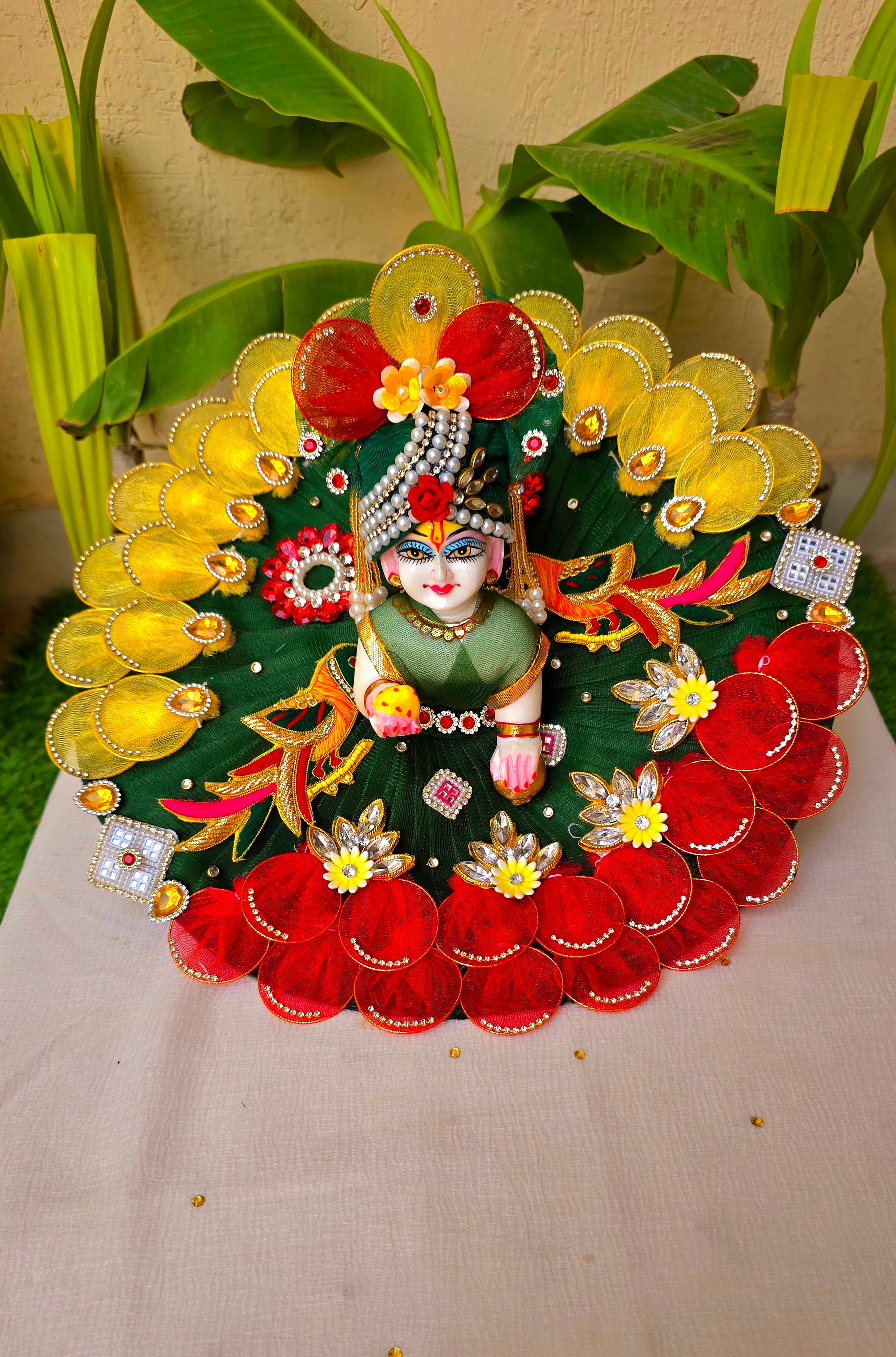 Parrot red yellow heavy dress