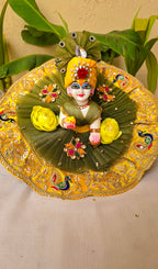 Green yellow handwork dress