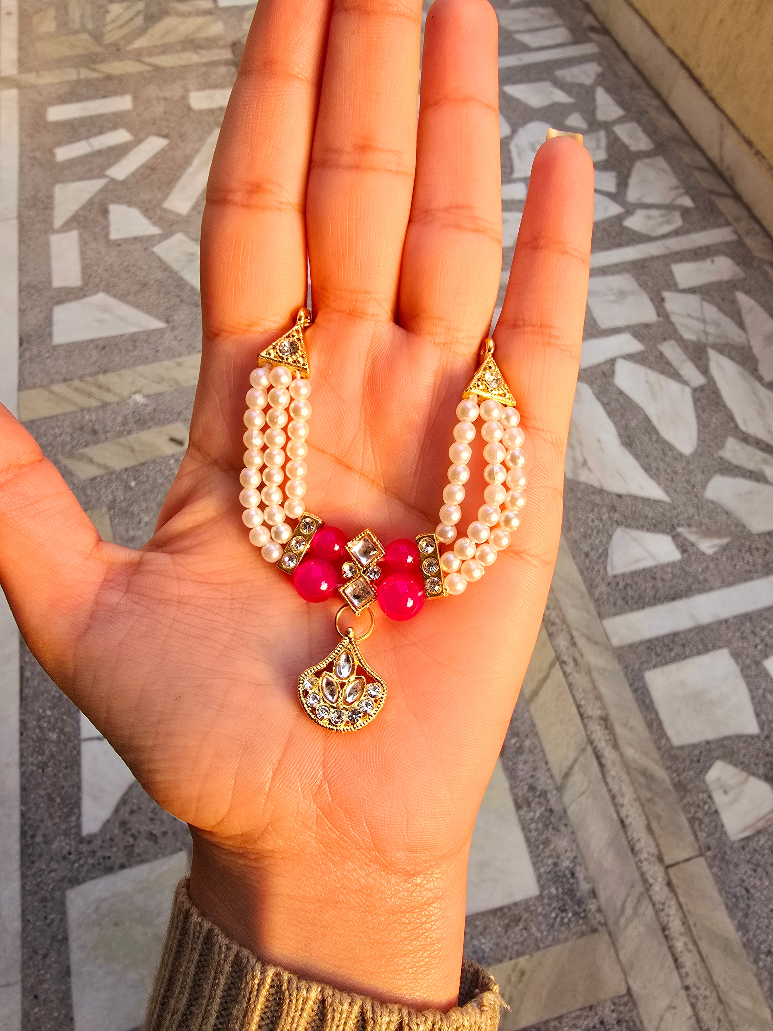 Moti kundan necklace(5-6no.)