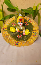 Green yellow handwork dress